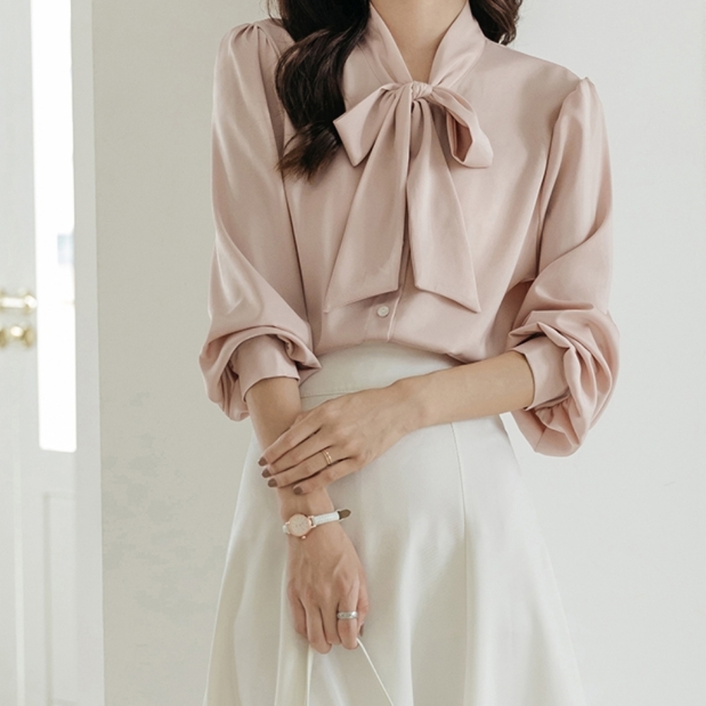 Brand New Silky Tie Neck Blouse
